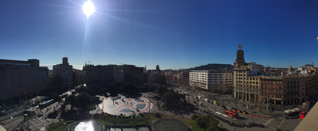 <em>View of Plaça Catalunya from the roof top of the Iberostar Paseo de Gràcia</em>